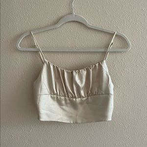 ZARA Champagne Satin Crop Top Size S